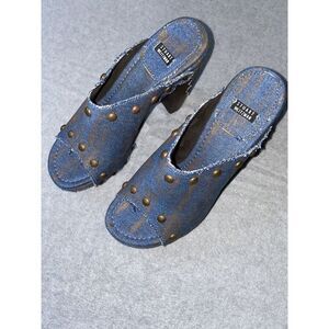 Stuart Weitzman‎ Pearl Denim Clog Sandals Size 6 1/2 Jean Shoes New Without Box.